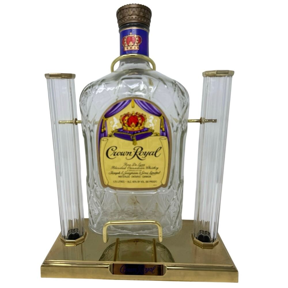 Vintage 80s Crown Royal Glass Display Bottle Bar Decor Collectible